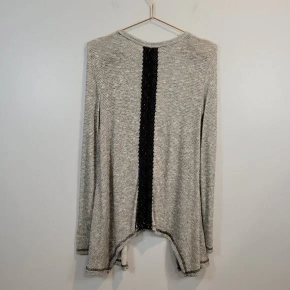 Francesca's Bird Cage Grey Metalic Striped Long Sleeve Knit Top - Picture 4 of 8